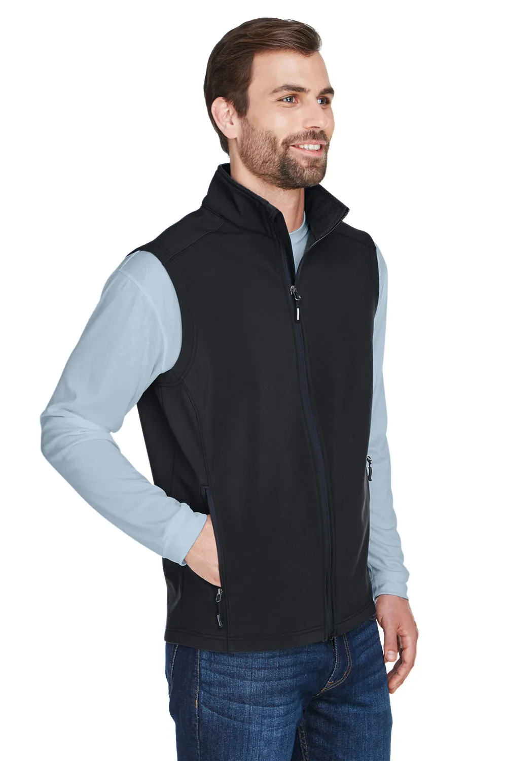 Core 365 Mens Cruise Water Resistant Full Zip Fleece Vest - Black