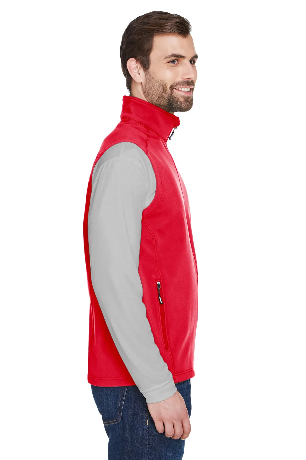 Core 365 Mens Cruise Water Resistant Full Zip Fleece Vest - Classic Red