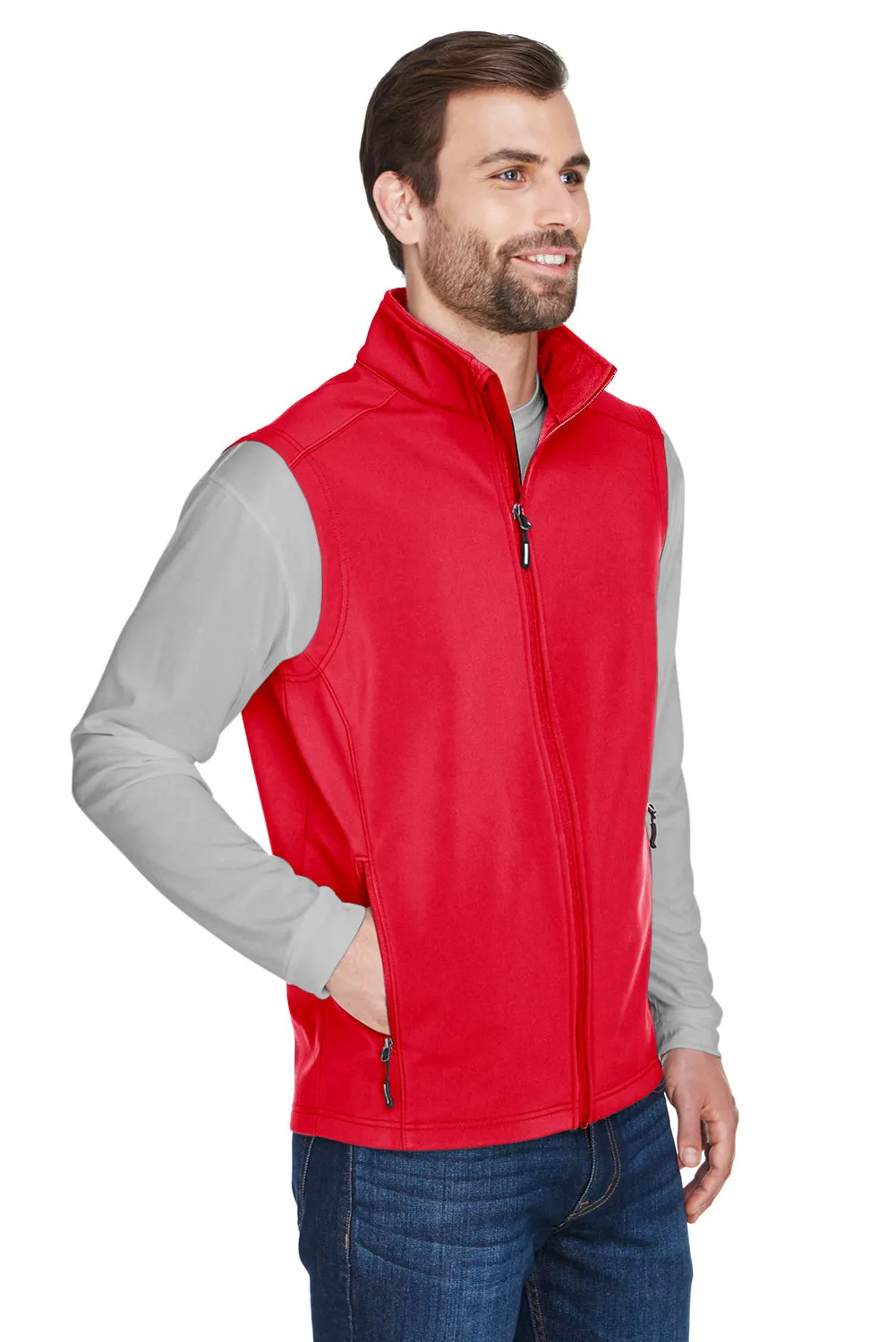 Core 365 Mens Cruise Water Resistant Full Zip Fleece Vest - Classic Red
