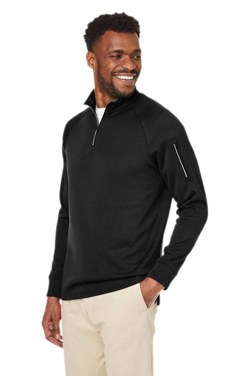 Core 365 Mens Fusion ChromaSoft Anti Static Fleece 1/4 Zip Sweatshirt w/ Pocket - Black