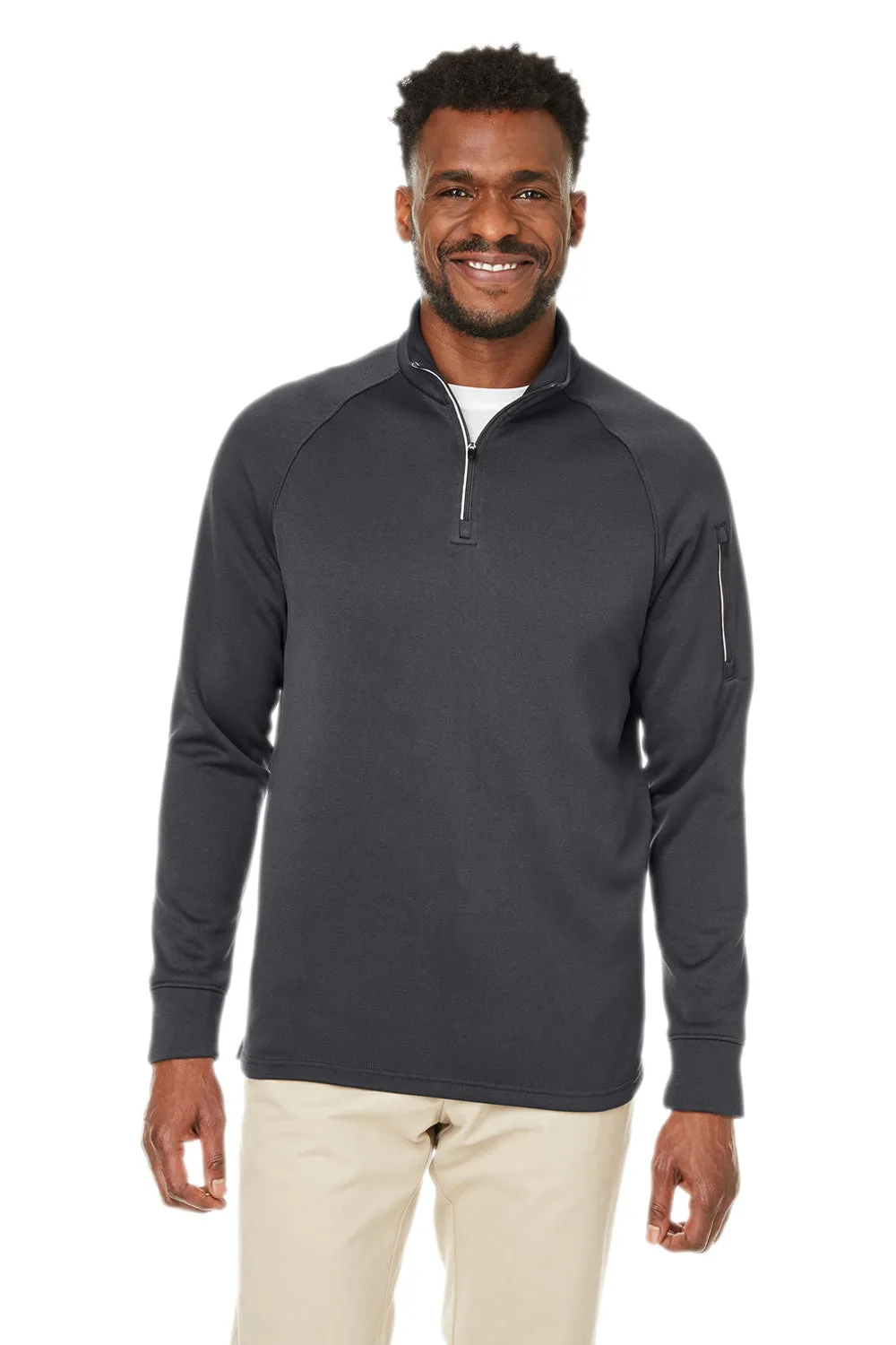 Core 365 Mens Fusion ChromaSoft Anti Static Fleece 1/4 Zip Sweatshirt w/ Pocket - Carbon Grey