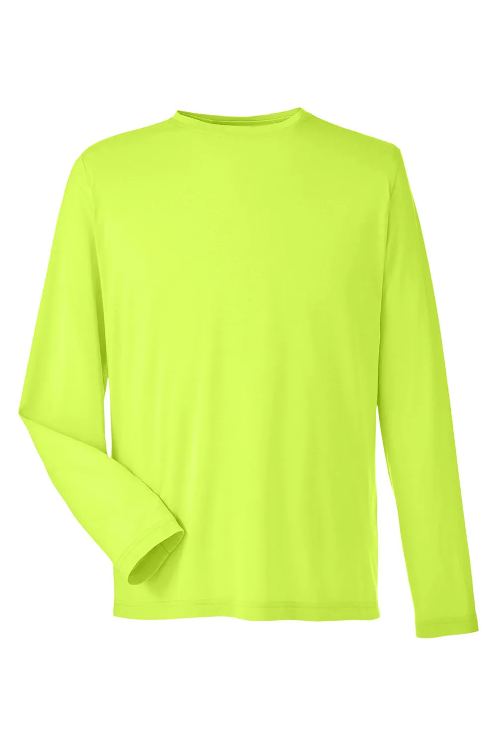 Core 365 Mens Fusion ChromaSoft Performance Moisture Wicking Long Sleeve Crewneck T-Shirt - Safety Yellow