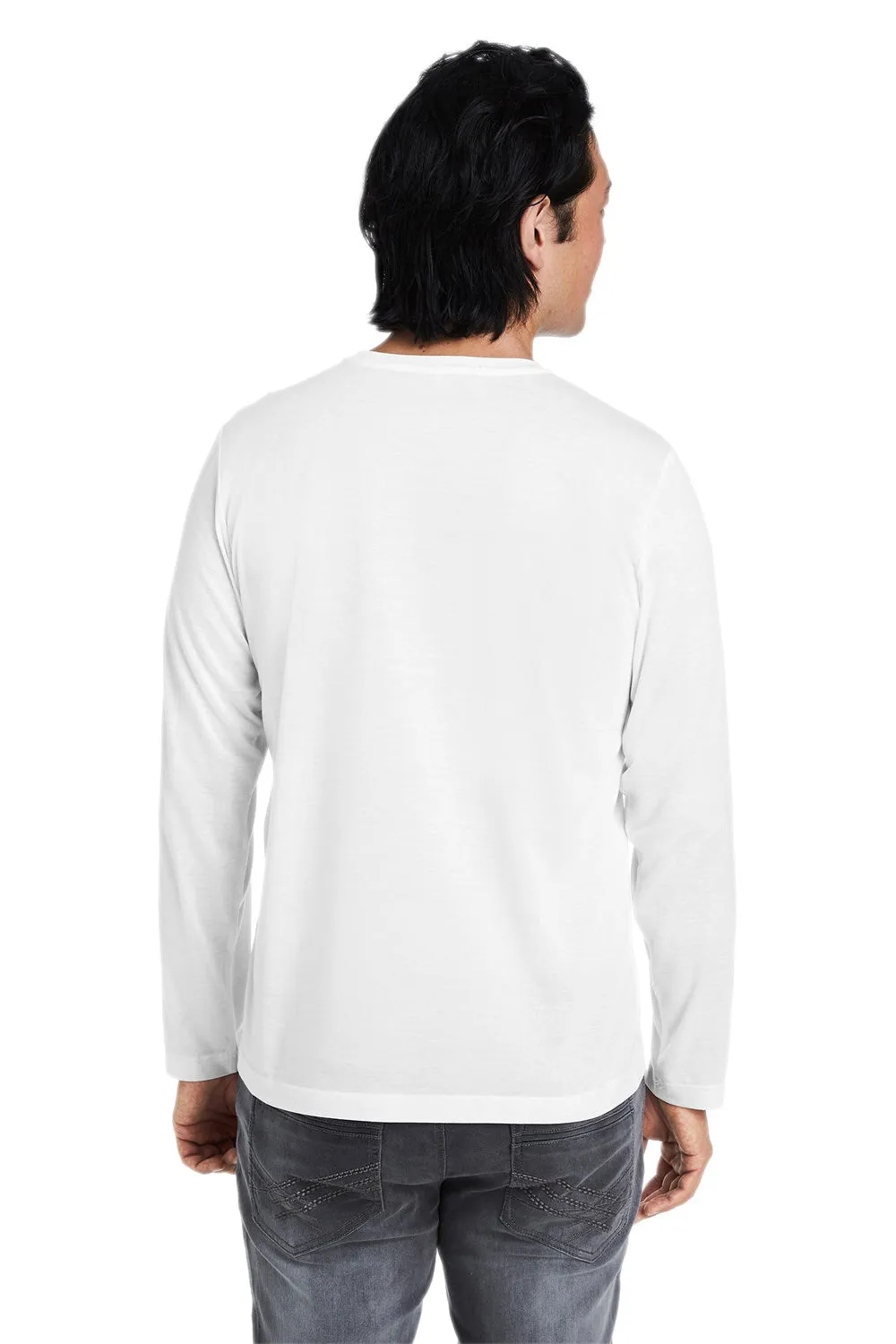 Core 365 Mens Fusion ChromaSoft Performance Moisture Wicking Long Sleeve Crewneck T-Shirt - White