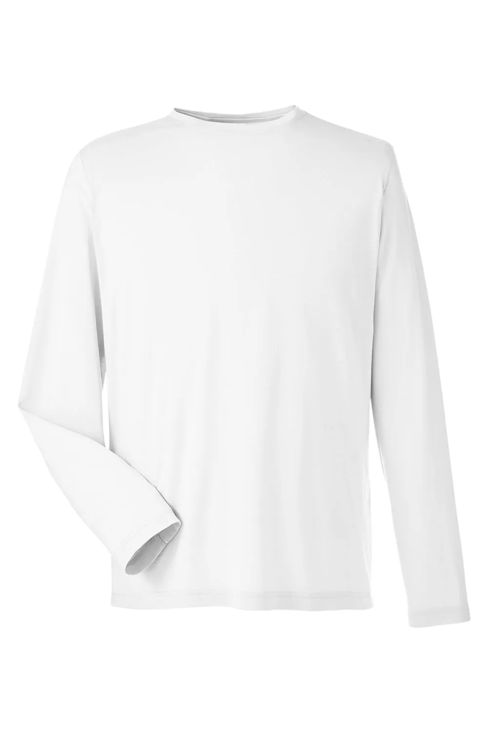 Core 365 Mens Fusion ChromaSoft Performance Moisture Wicking Long Sleeve Crewneck T-Shirt - White