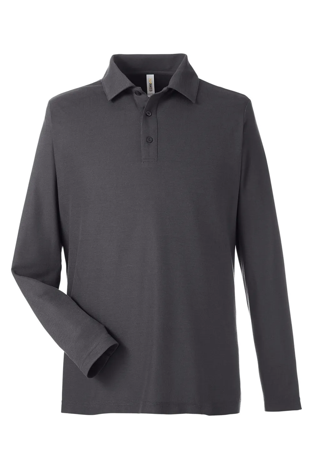 Core 365 Mens Fusion ChromaSoft Performance Moisture Wicking Long Sleeve Polo Shirt - Carbon Grey