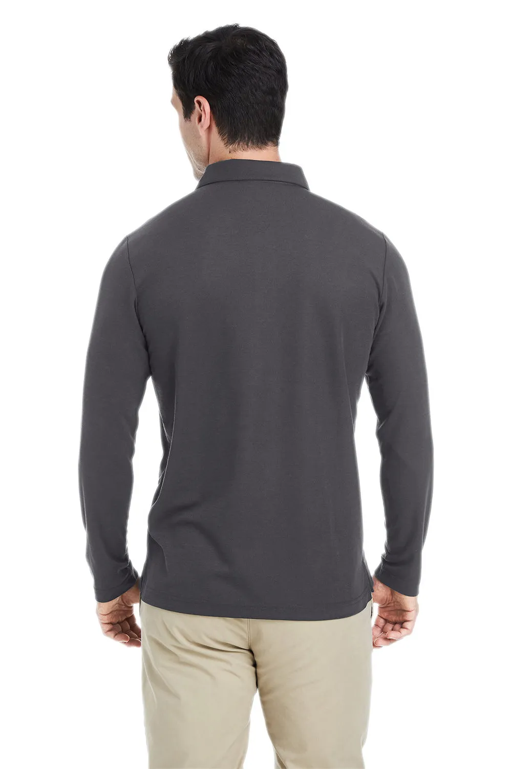 Core 365 Mens Fusion ChromaSoft Performance Moisture Wicking Long Sleeve Polo Shirt - Carbon Grey