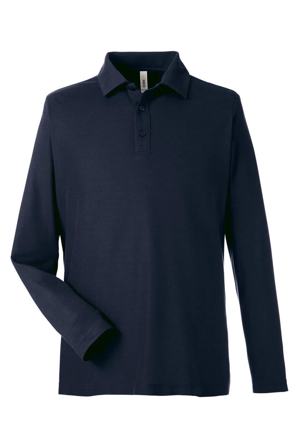 Core 365 Mens Fusion ChromaSoft Performance Moisture Wicking Long Sleeve Polo Shirt - Classic Navy Blue