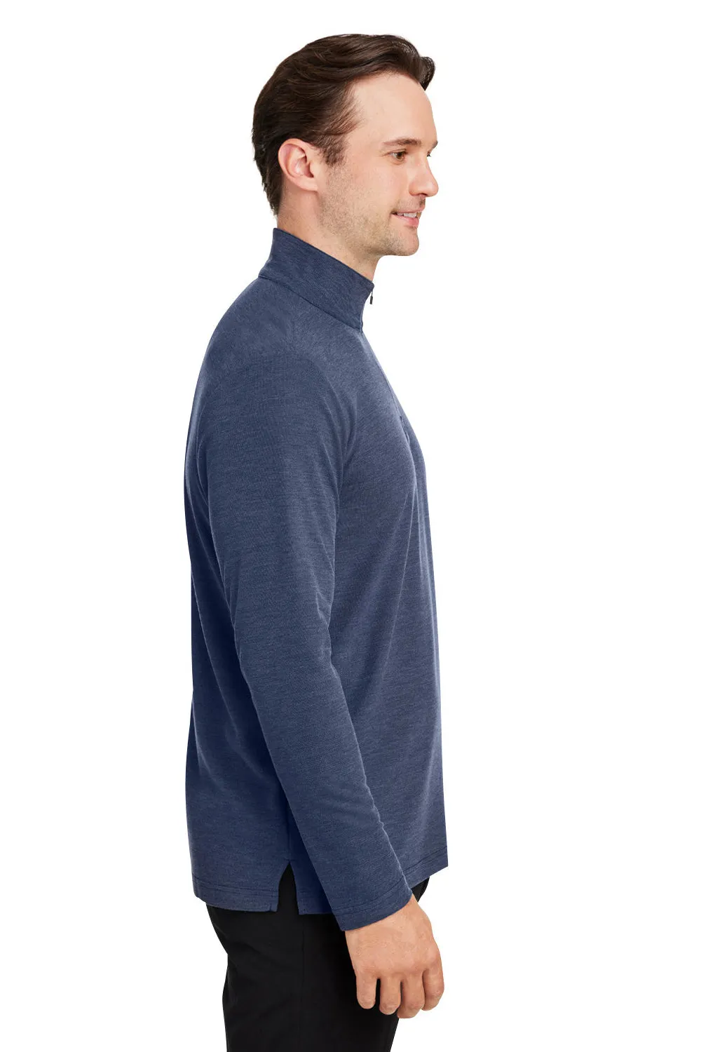 Core 365 Mens Fusion ChromaSoft Performance Moisture Wicking Pique 1/4 Zip Sweatshirt - Heather Classic Navy Blue