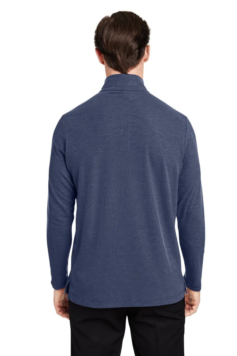 Core 365 Mens Fusion ChromaSoft Performance Moisture Wicking Pique 1/4 Zip Sweatshirt - Heather Classic Navy Blue