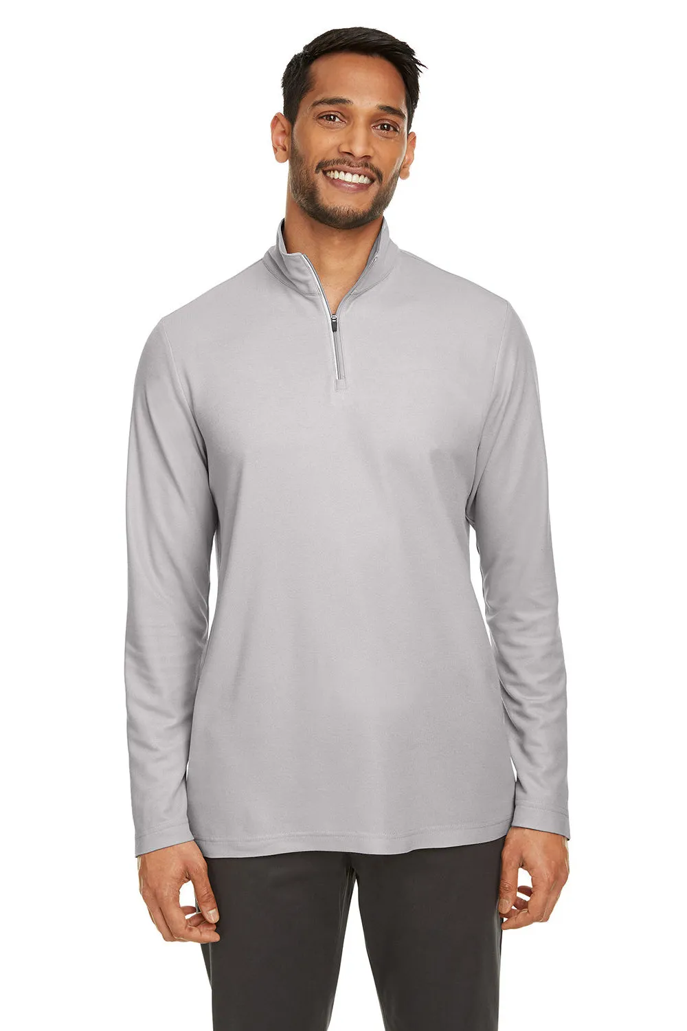 Core 365 Mens Fusion ChromaSoft Performance Moisture Wicking Pique 1/4 Zip Sweatshirt - Platinum Grey