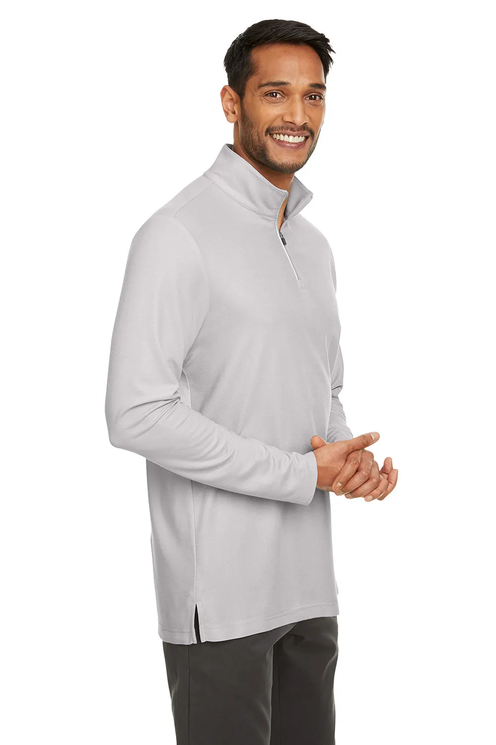 Core 365 Mens Fusion ChromaSoft Performance Moisture Wicking Pique 1/4 Zip Sweatshirt - Platinum Grey