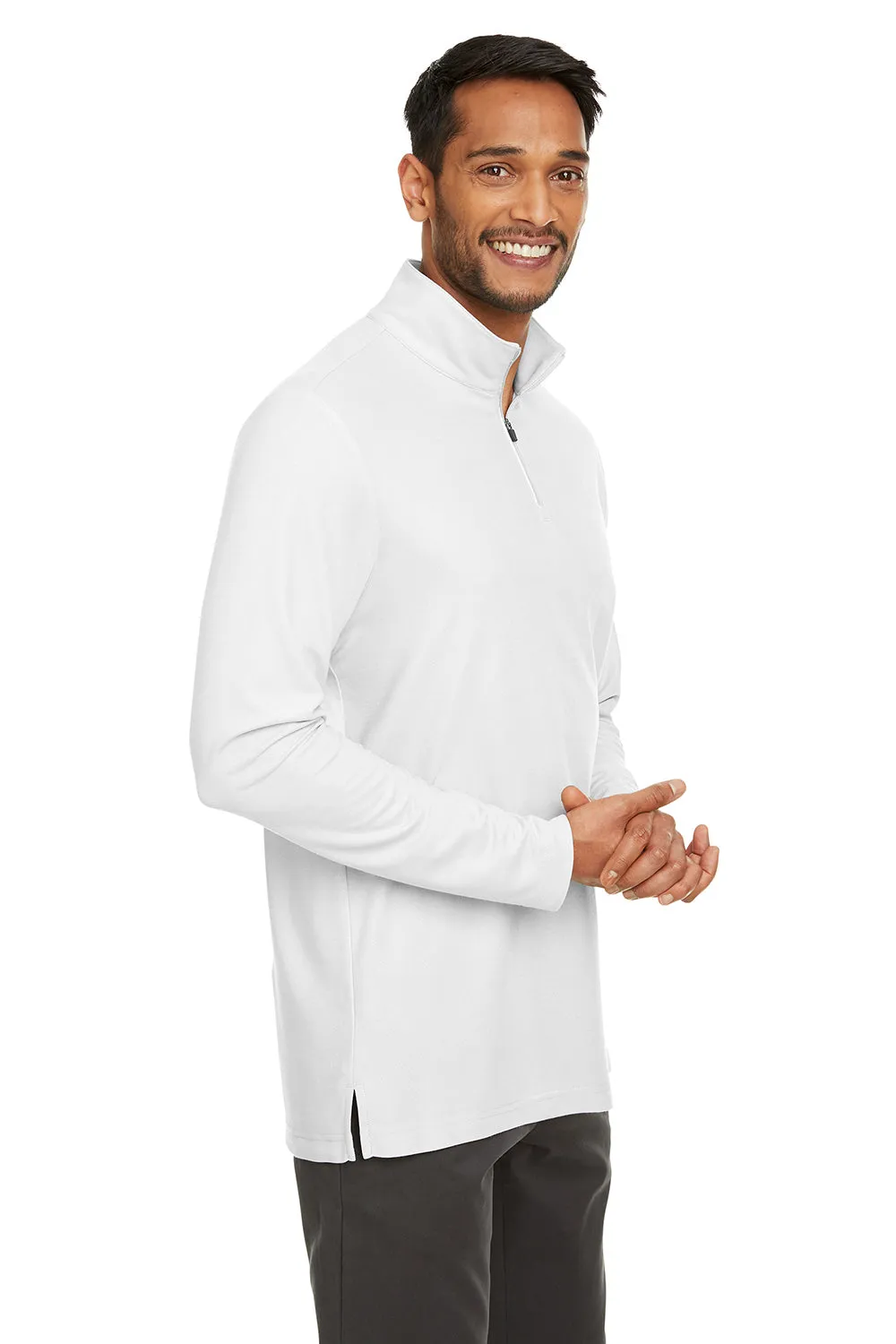 Core 365 Mens Fusion ChromaSoft Performance Moisture Wicking Pique 1/4 Zip Sweatshirt - White