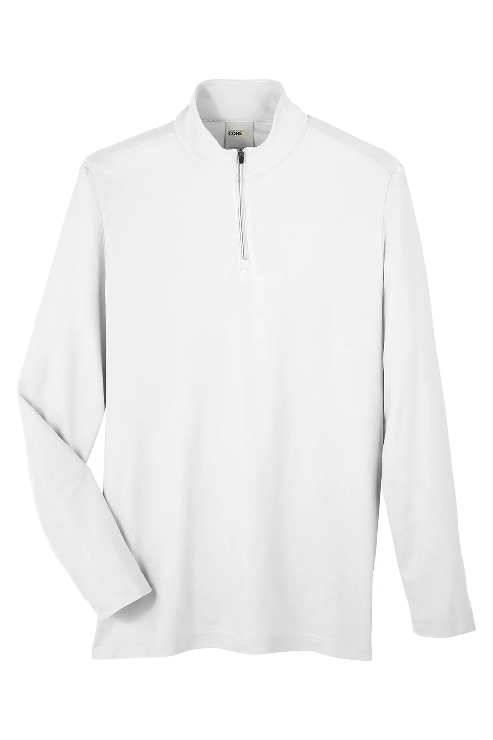 Core 365 Mens Fusion ChromaSoft Performance Moisture Wicking Pique 1/4 Zip Sweatshirt - White