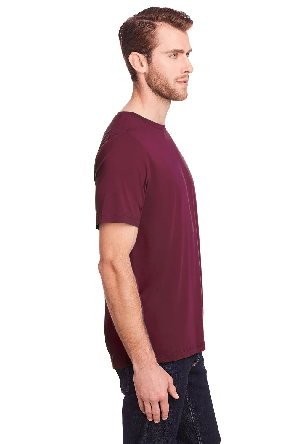 Core 365 Mens Fusion ChromaSoft Performance Moisture Wicking Short Sleeve Crewneck T-Shirt - Burgundy