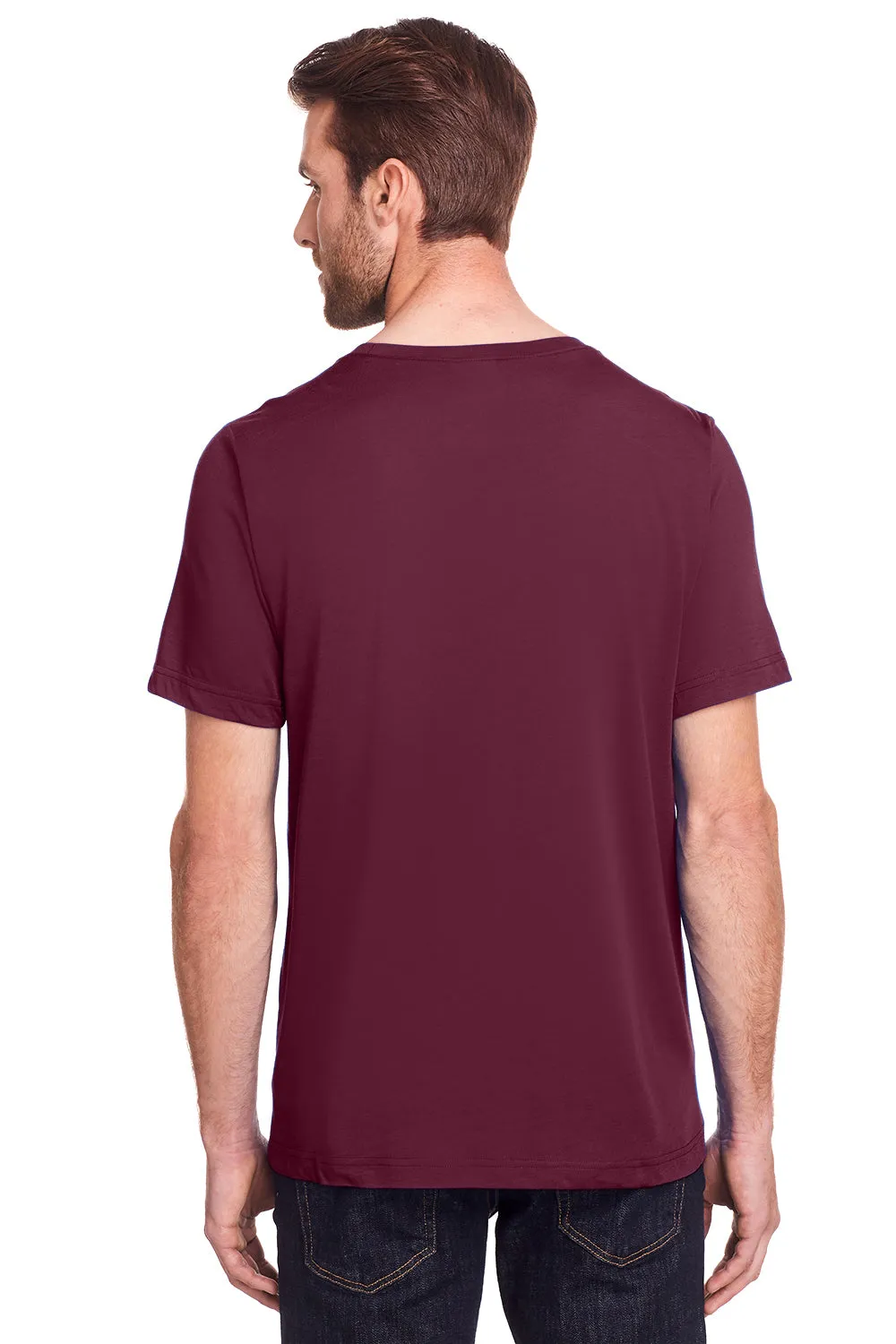 Core 365 Mens Fusion ChromaSoft Performance Moisture Wicking Short Sleeve Crewneck T-Shirt - Burgundy