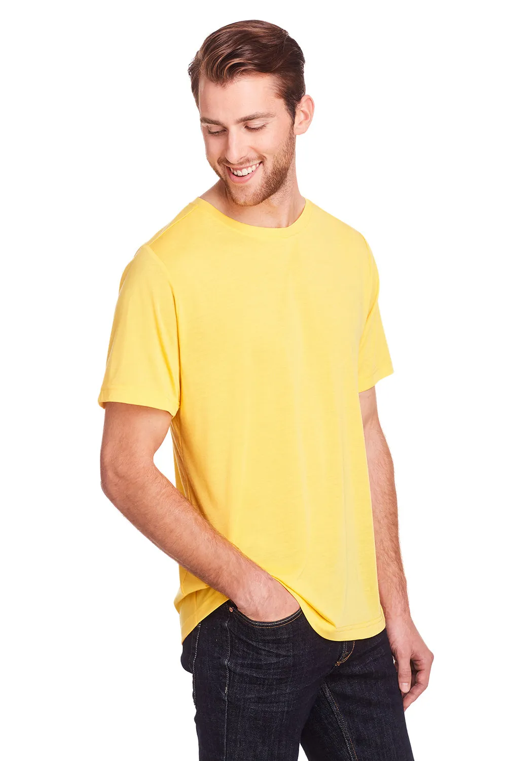 Core 365 Mens Fusion ChromaSoft Performance Moisture Wicking Short Sleeve Crewneck T-Shirt - Campus Gold