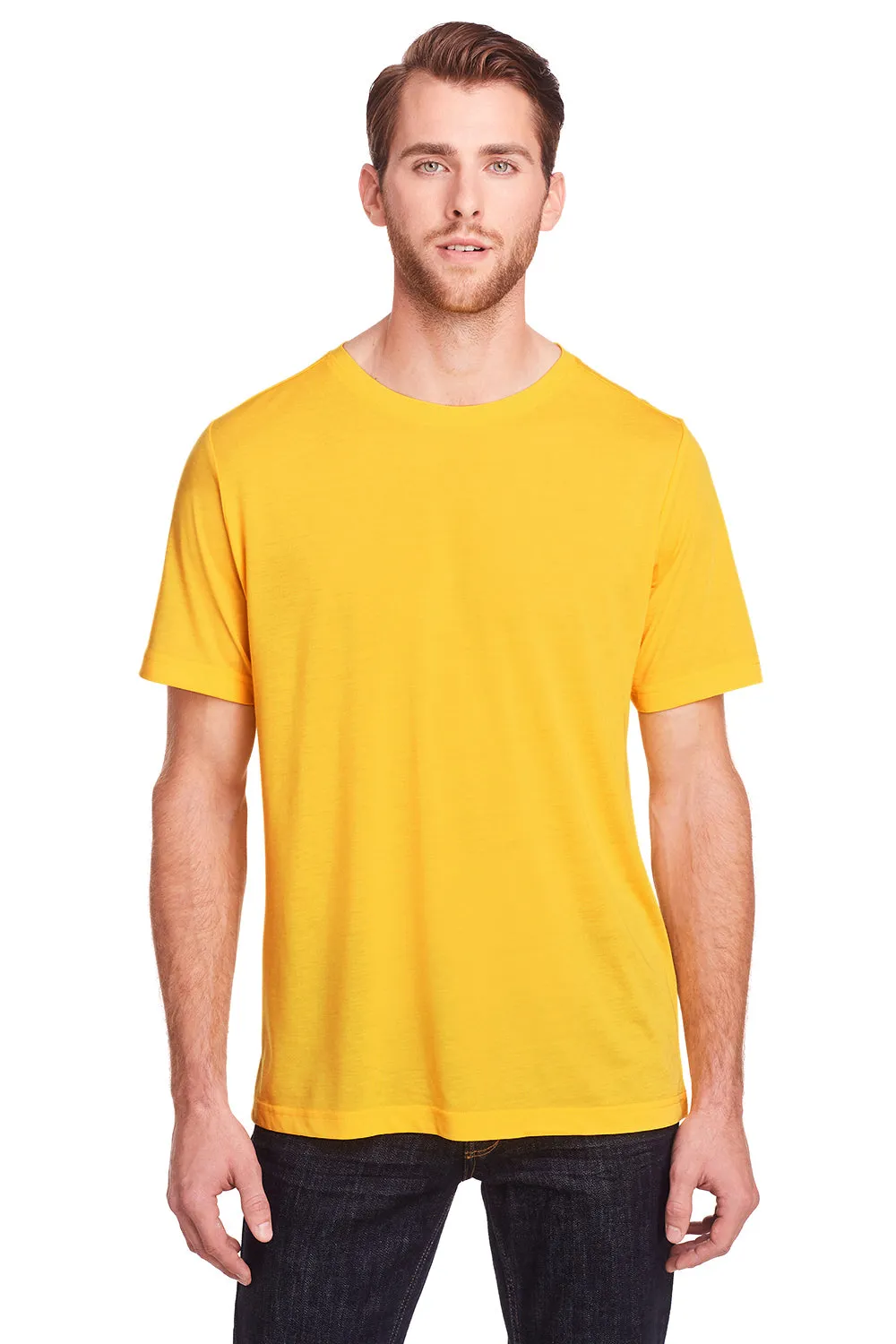 Core 365 Mens Fusion ChromaSoft Performance Moisture Wicking Short Sleeve Crewneck T-Shirt - Campus Gold