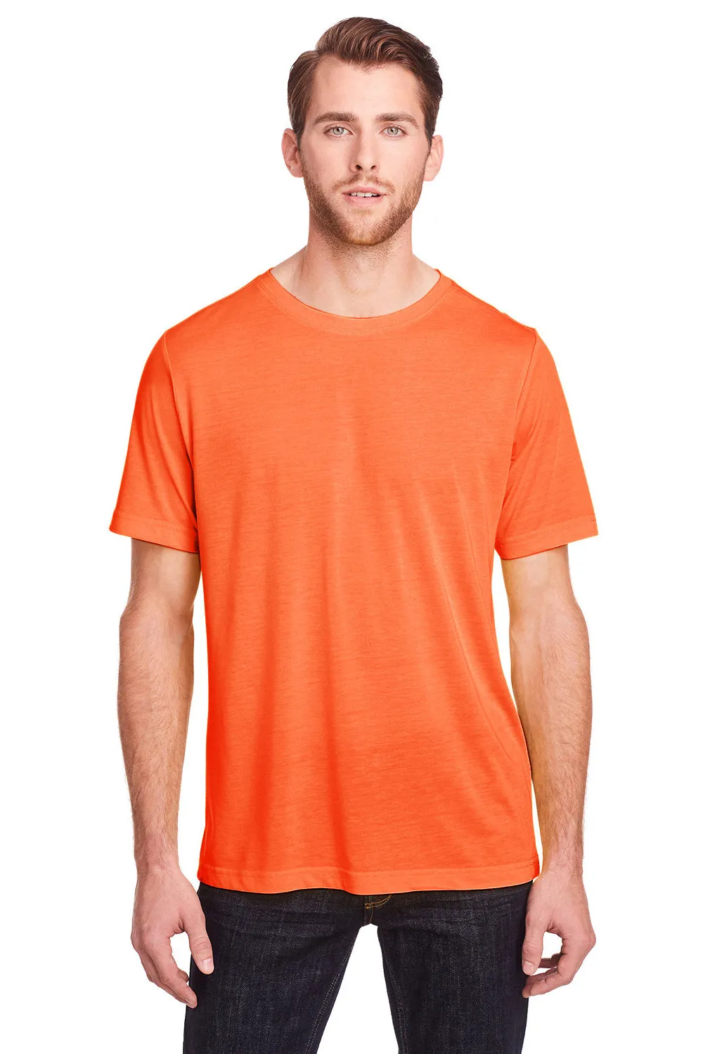 Core 365 Mens Fusion ChromaSoft Performance Moisture Wicking Short Sleeve Crewneck T-Shirt - Campus Orange