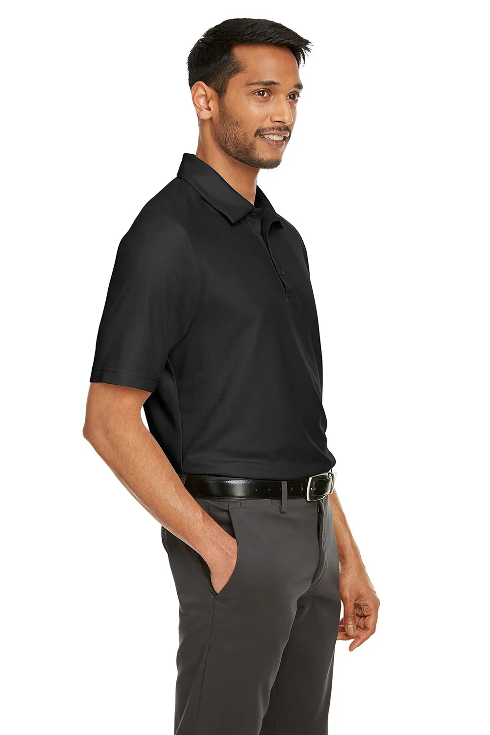 Core 365 Mens Fusion ChromaSoft Performance Moisture Wicking Short Sleeve Polo Shirt - Black