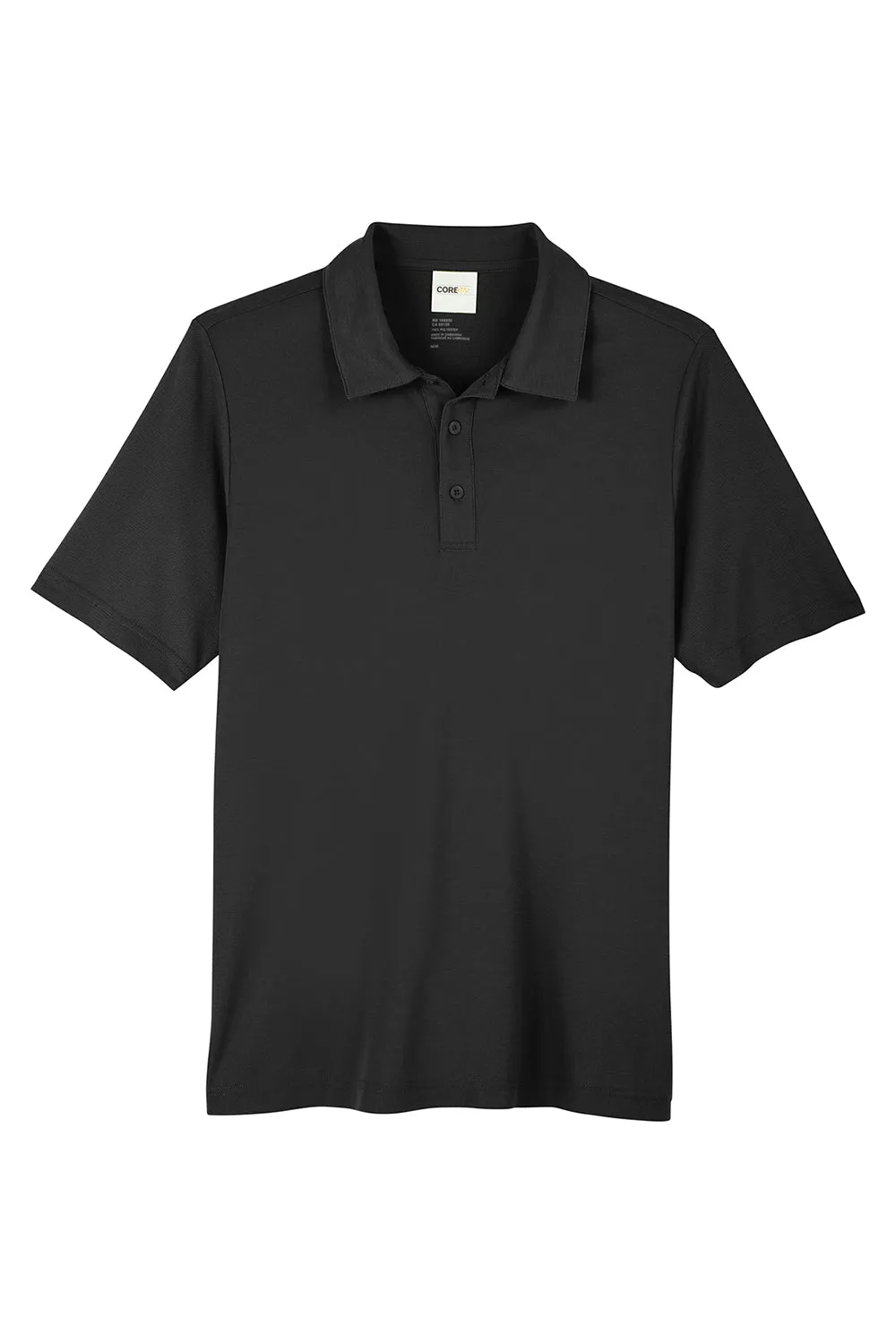 Core 365 Mens Fusion ChromaSoft Performance Moisture Wicking Short Sleeve Polo Shirt - Black