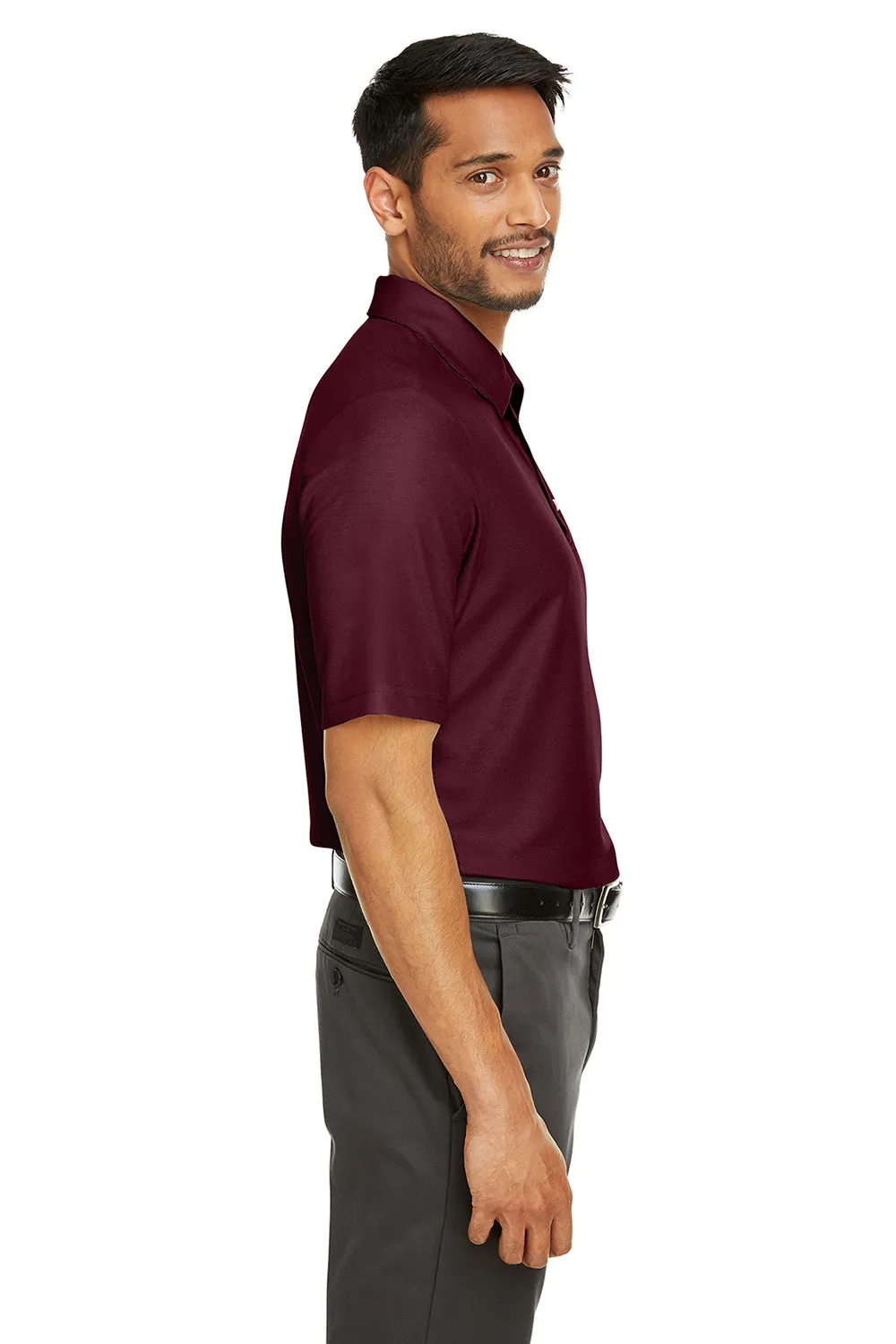Core 365 Mens Fusion ChromaSoft Performance Moisture Wicking Short Sleeve Polo Shirt - Burgundy