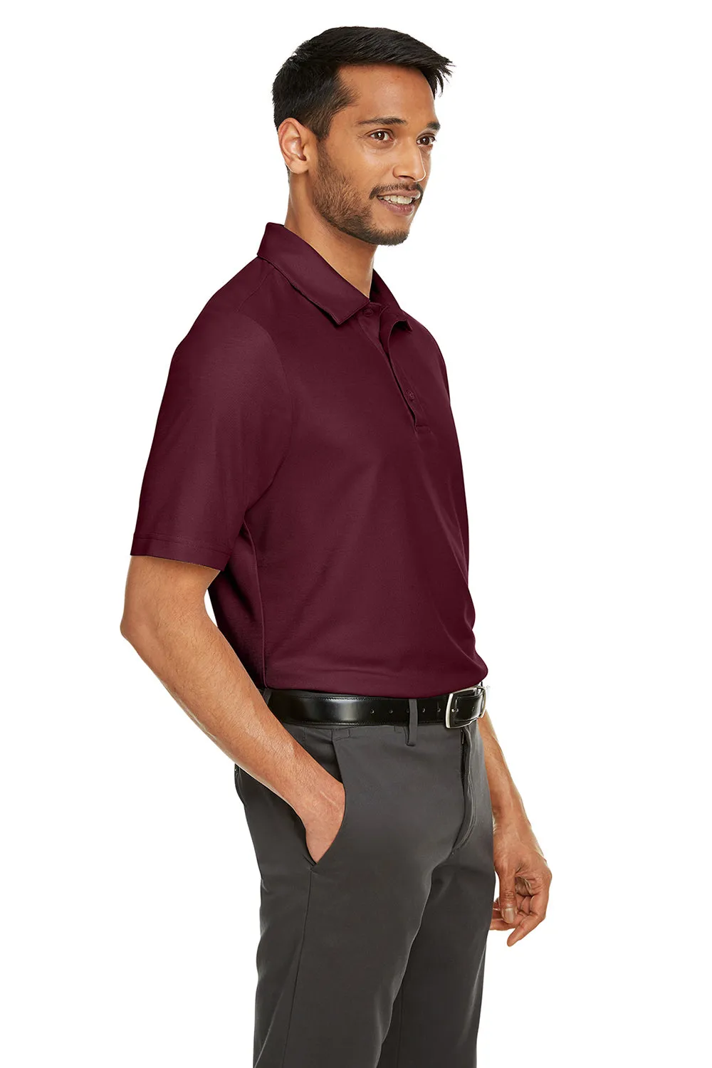 Core 365 Mens Fusion ChromaSoft Performance Moisture Wicking Short Sleeve Polo Shirt - Burgundy