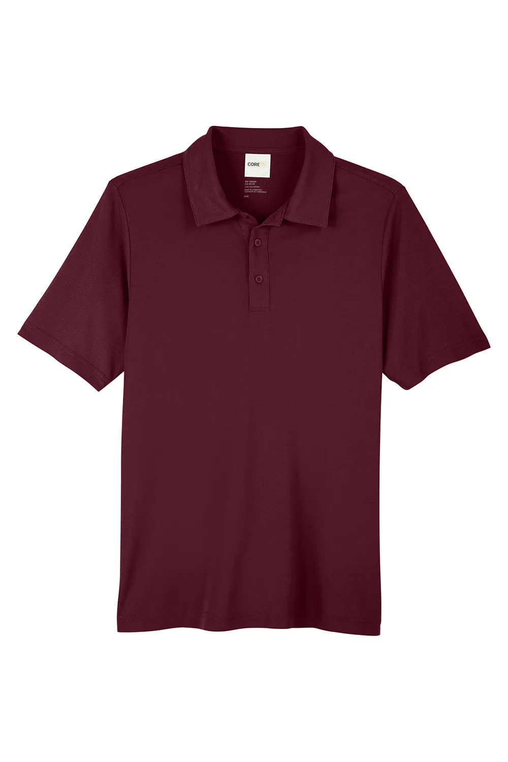 Core 365 Mens Fusion ChromaSoft Performance Moisture Wicking Short Sleeve Polo Shirt - Burgundy
