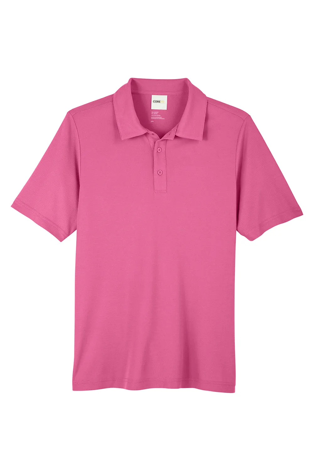 Core 365 Mens Fusion ChromaSoft Performance Moisture Wicking Short Sleeve Polo Shirt - Charity Pink