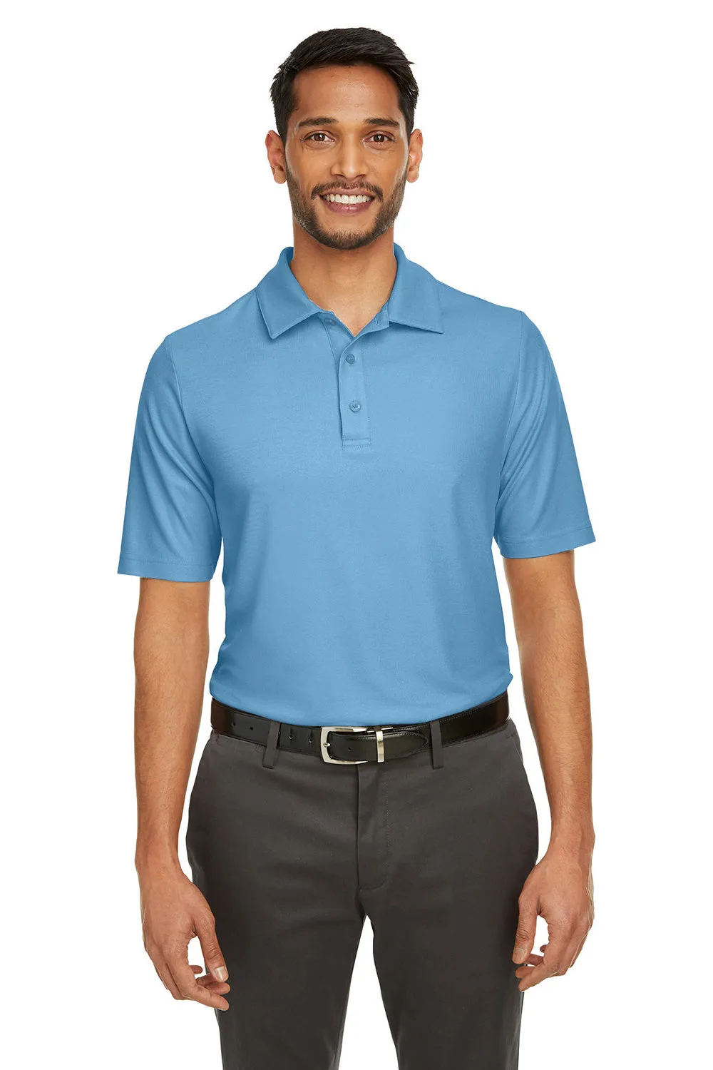 Core 365 Mens Fusion ChromaSoft Performance Moisture Wicking Short Sleeve Polo Shirt - Columbia Blue