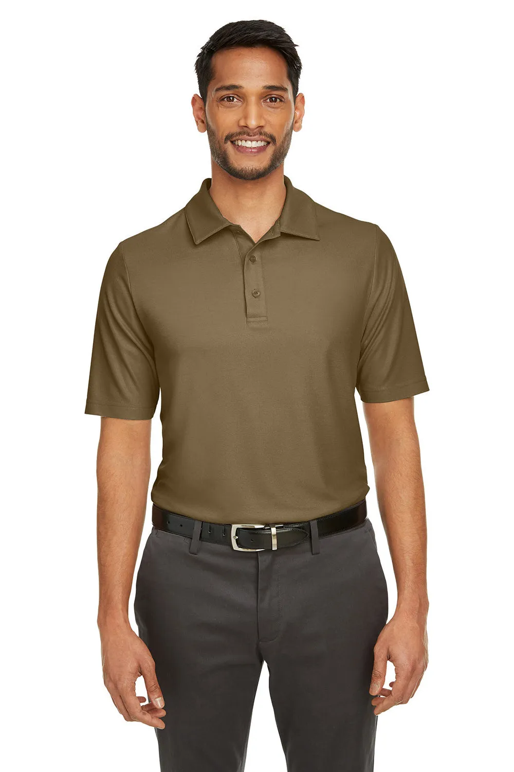 Core 365 Mens Fusion ChromaSoft Performance Moisture Wicking Short Sleeve Polo Shirt - Coyote Brown