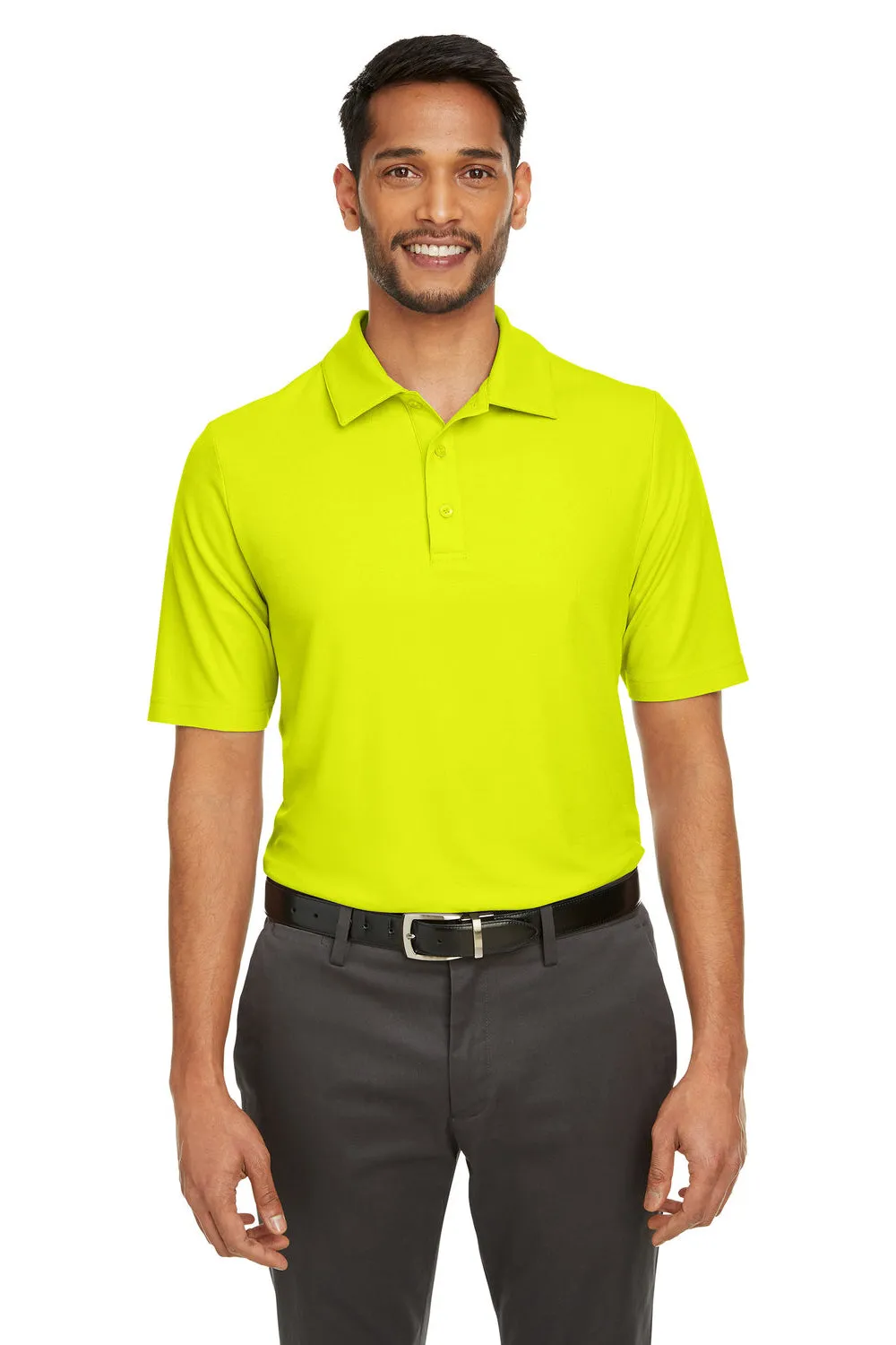 Core 365 Mens Fusion ChromaSoft Performance Moisture Wicking Short Sleeve Polo Shirt - Safety Yellow