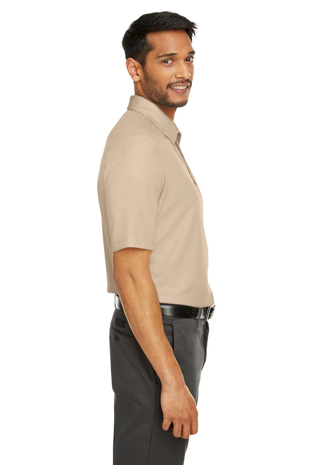 Core 365 Mens Fusion ChromaSoft Performance Moisture Wicking Short Sleeve Polo Shirt - Stone