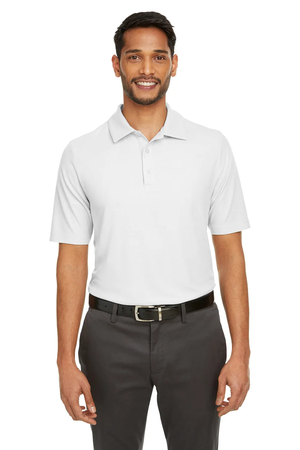 Core 365 Mens Fusion ChromaSoft Performance Moisture Wicking Short Sleeve Polo Shirt - White