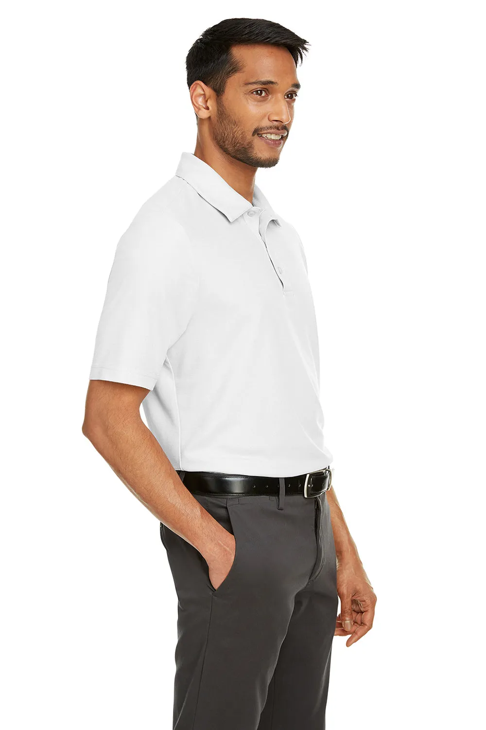 Core 365 Mens Fusion ChromaSoft Performance Moisture Wicking Short Sleeve Polo Shirt - White
