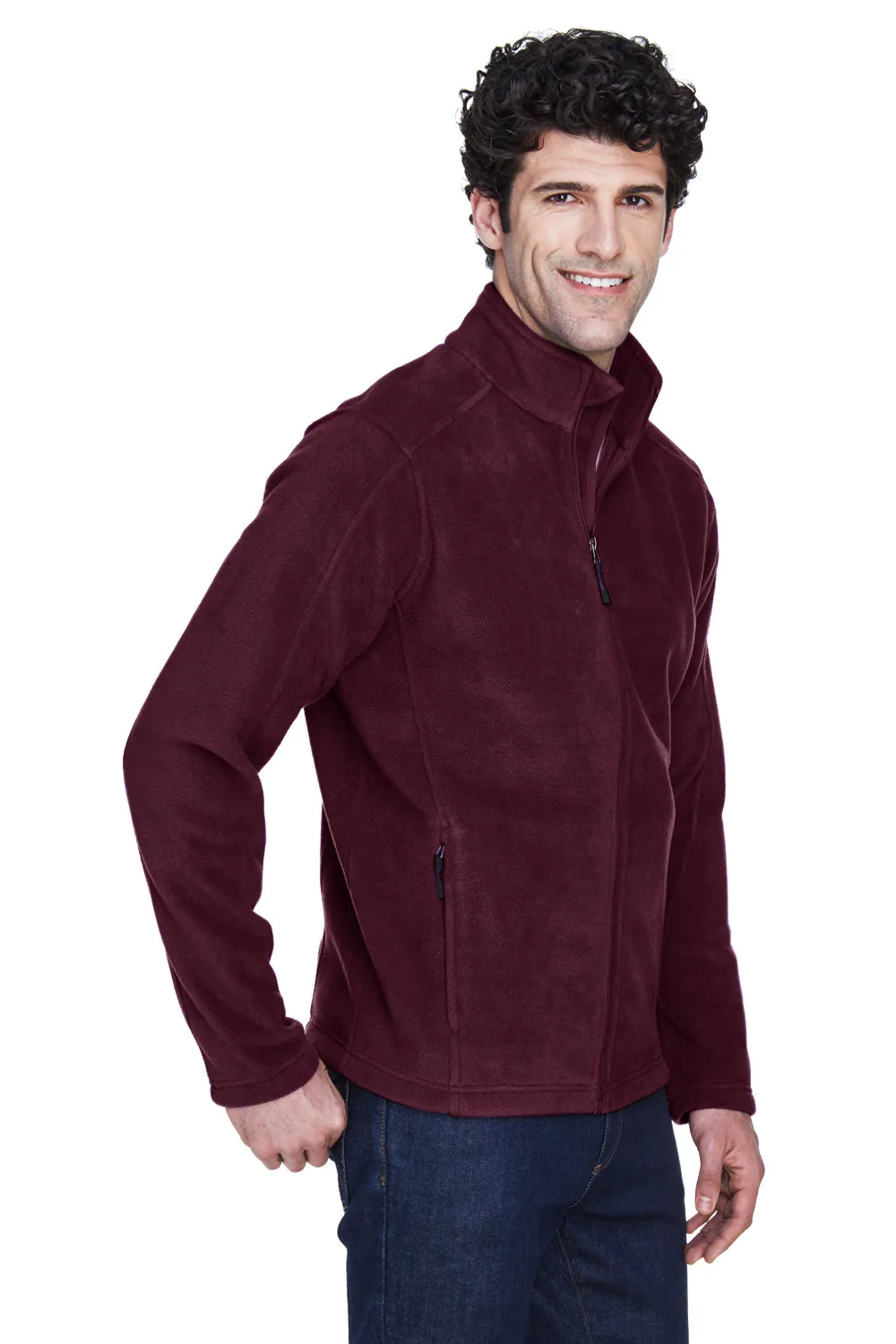 Core 365 Mens Journey Pill Resistant Fleece Full Zip Jacket - Burgundy