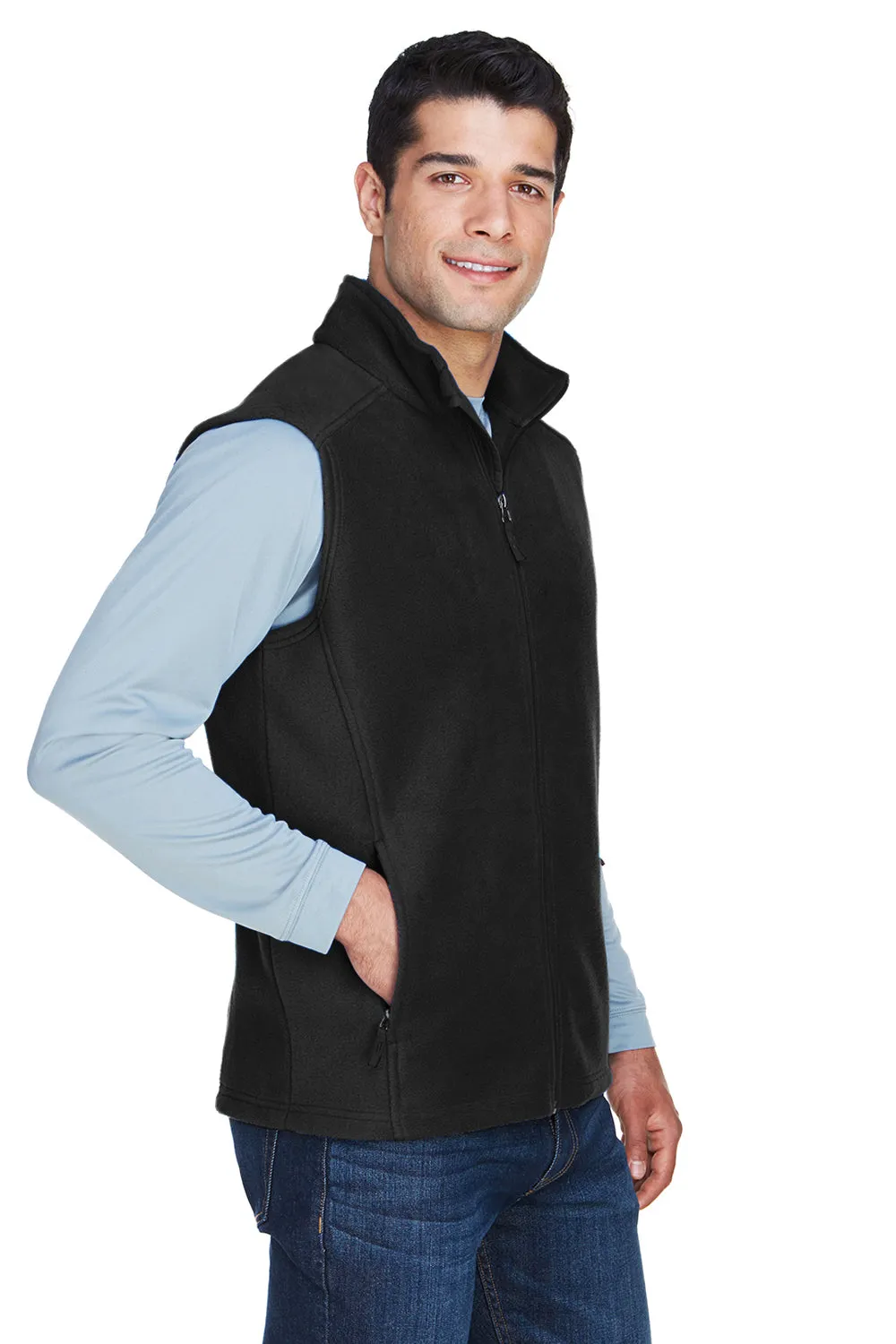 Core 365 Mens Journey Pill Resistant Fleece Full Zip Vest - Black