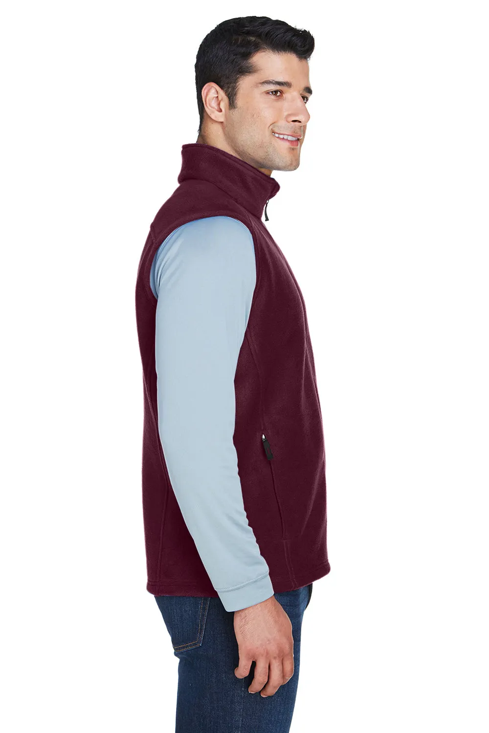 Core 365 Mens Journey Pill Resistant Fleece Full Zip Vest - Burgundy