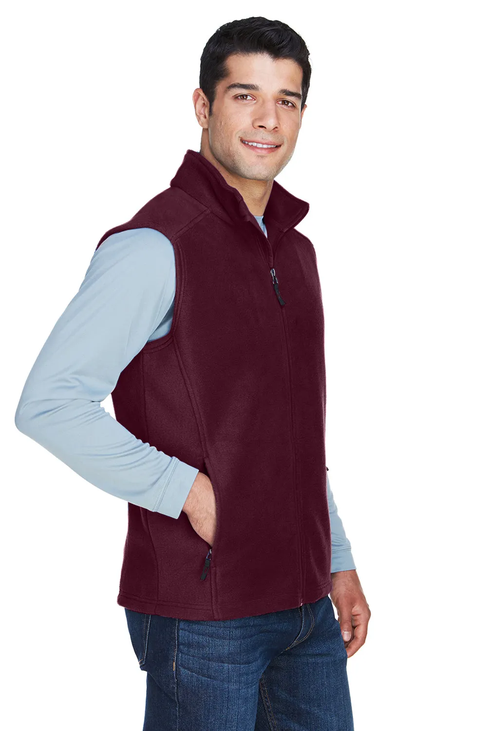 Core 365 Mens Journey Pill Resistant Fleece Full Zip Vest - Burgundy