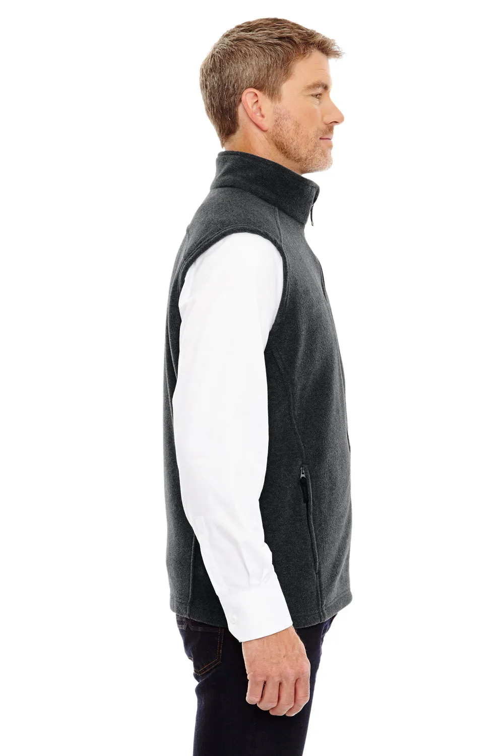 Core 365 Mens Journey Pill Resistant Fleece Full Zip Vest - Heather Charcoal Grey