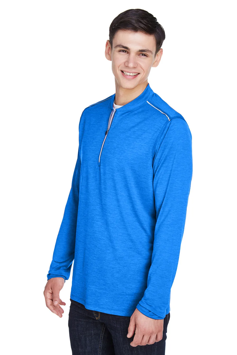 Core 365 Mens Kinetic Performance Moisture Wicking 1/4 Zip Sweatshirt - True Royal Blue/Carbon Grey