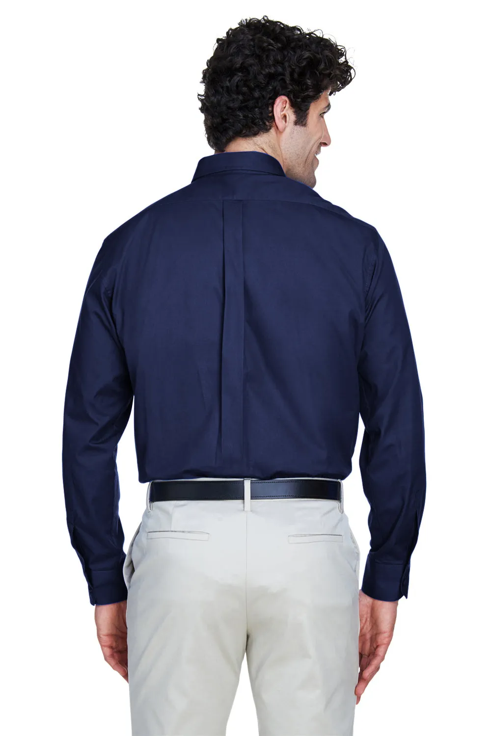 Core 365 Mens Operate UV Protection Long Sleeve Button Down Shirt w/ Pocket - Classic Navy Blue