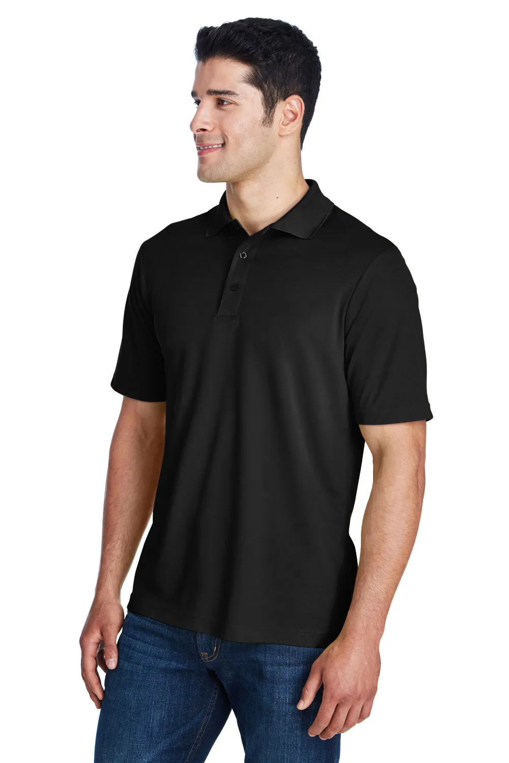 Core 365 Mens Origin Performance Moisture Wicking Short Sleeve Polo Shirt - Black