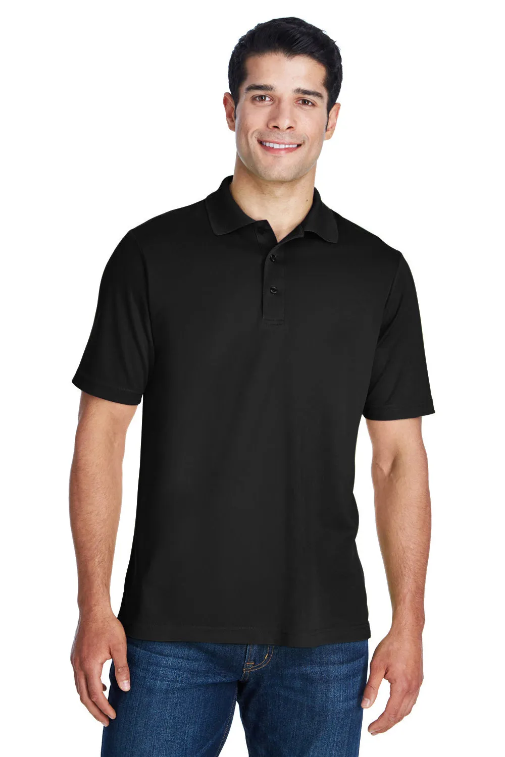 Core 365 Mens Origin Performance Moisture Wicking Short Sleeve Polo Shirt - Black