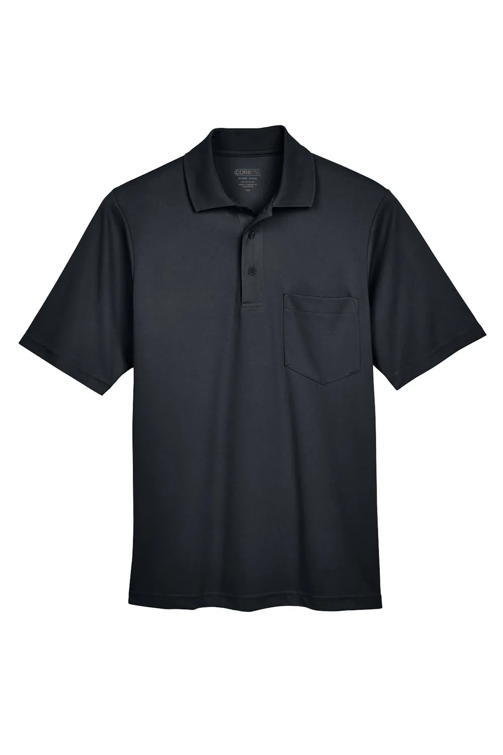 Core 365 Mens Origin Performance Moisture Wicking Short Sleeve Polo Shirt w/ Pocket - Black