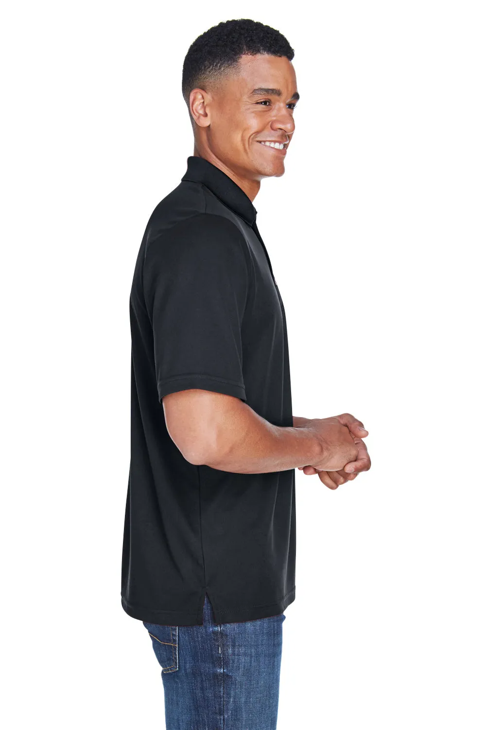 Core 365 Mens Origin Performance Moisture Wicking Short Sleeve Polo Shirt w/ Pocket - Black