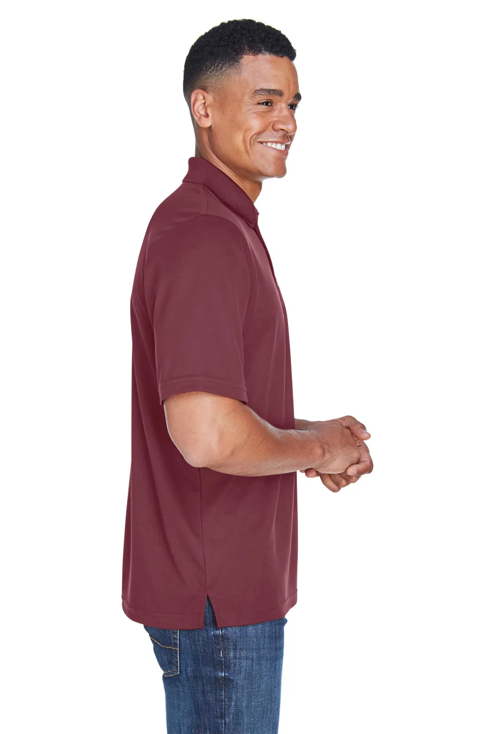 Core 365 Mens Origin Performance Moisture Wicking Short Sleeve Polo Shirt w/ Pocket - Burgundy