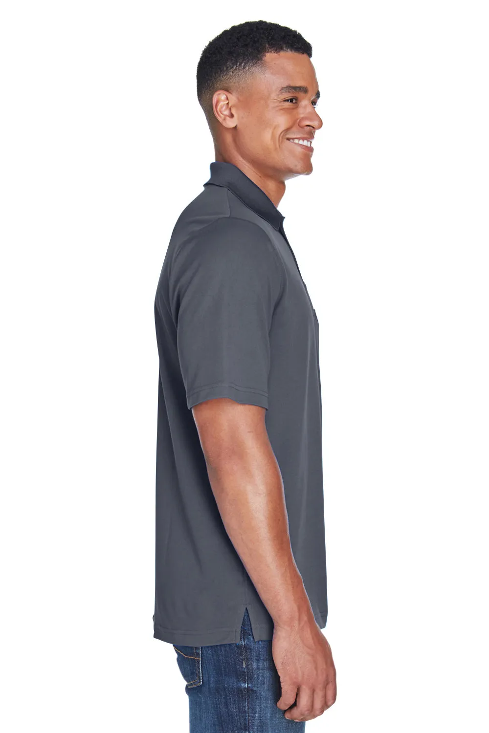 Core 365 Mens Origin Performance Moisture Wicking Short Sleeve Polo Shirt w/ Pocket - Carbon Grey