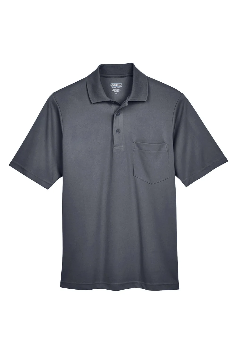 Core 365 Mens Origin Performance Moisture Wicking Short Sleeve Polo Shirt w/ Pocket - Carbon Grey
