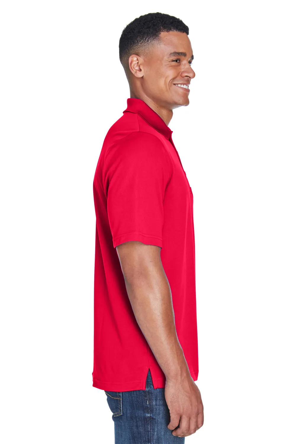 Core 365 Mens Origin Performance Moisture Wicking Short Sleeve Polo Shirt w/ Pocket - Classic Red