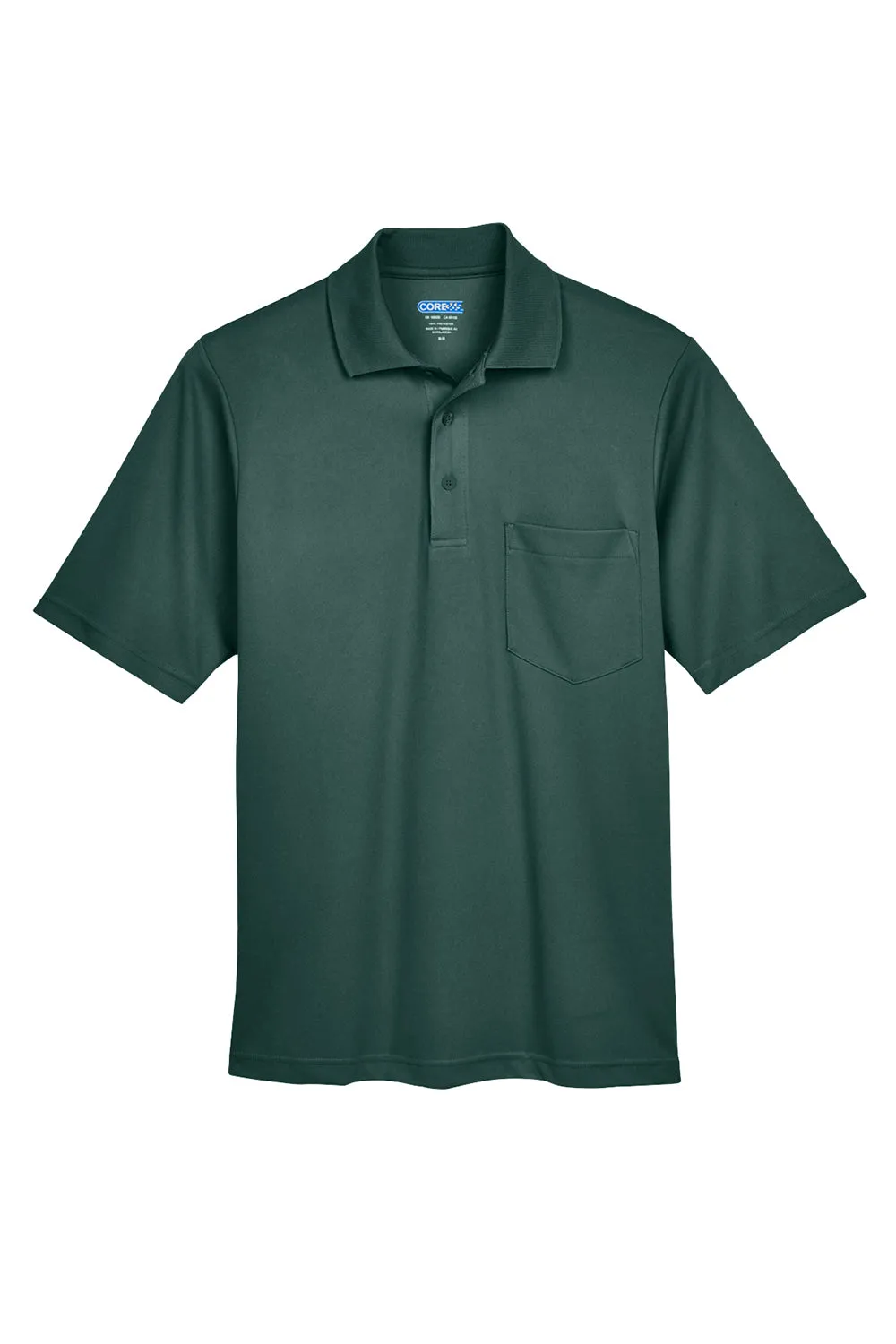 Core 365 Mens Origin Performance Moisture Wicking Short Sleeve Polo Shirt w/ Pocket - Forest Green
